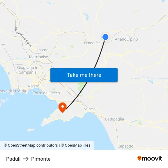 Paduli to Pimonte map