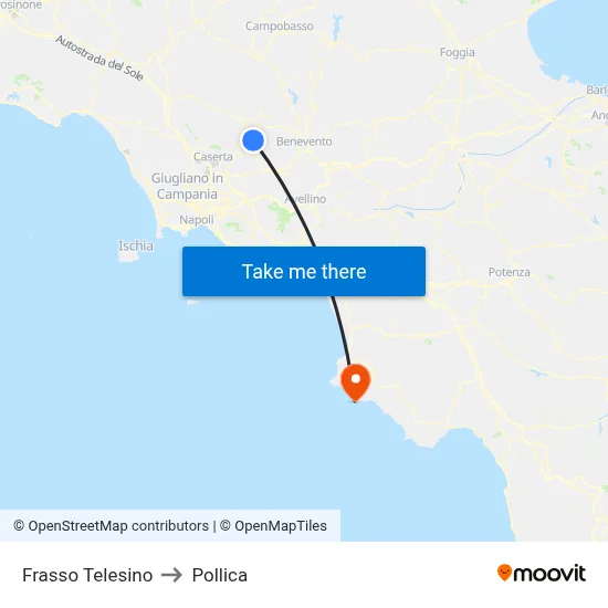 Frasso Telesino to Pollica map