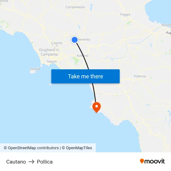 Cautano to Pollica map