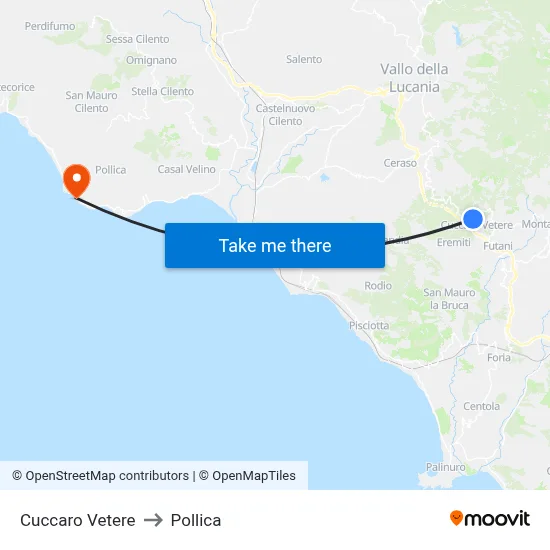 Cuccaro Vetere to Pollica map