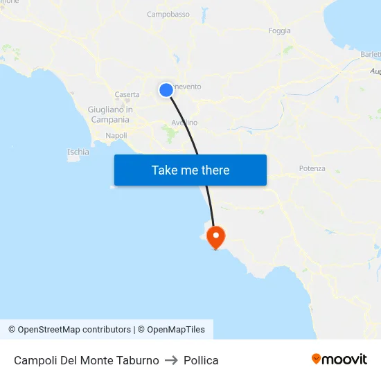 Campoli Del Monte Taburno to Pollica map