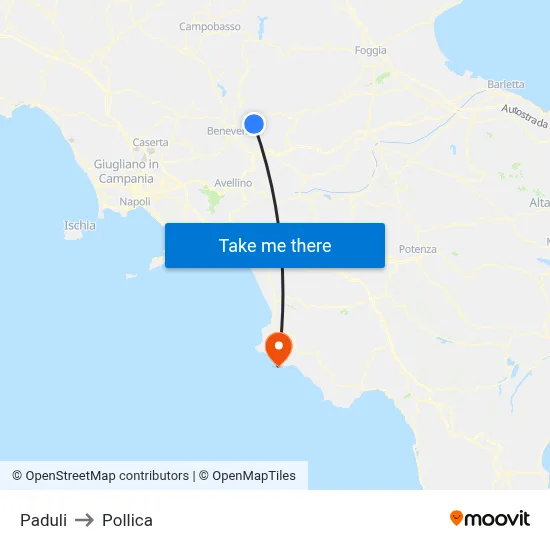 Paduli to Pollica map