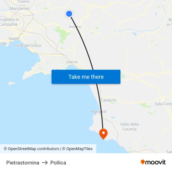 Pietrastornina to Pollica map