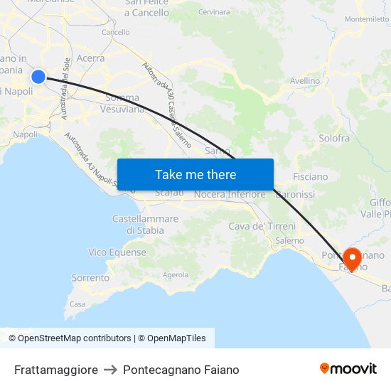 Frattamaggiore to Pontecagnano Faiano map
