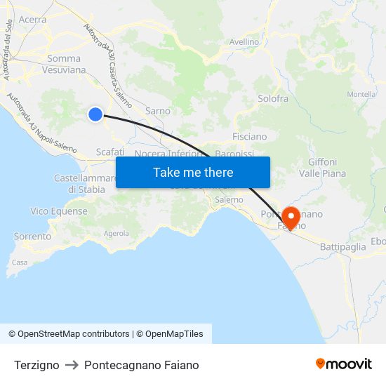 Terzigno to Pontecagnano Faiano map