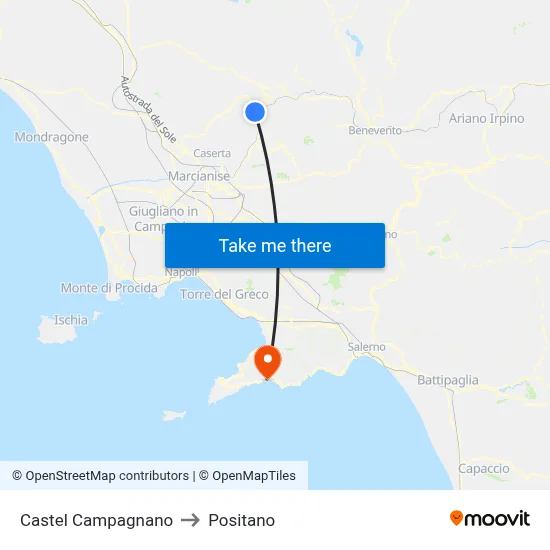 Castel Campagnano to Positano map