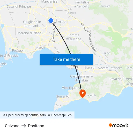 Caivano to Positano map