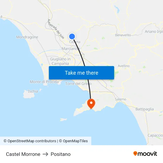 Castel Morrone to Positano map