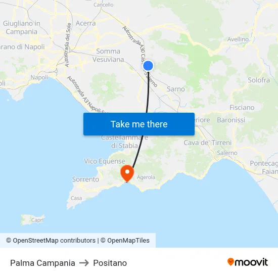 Palma Campania to Positano map