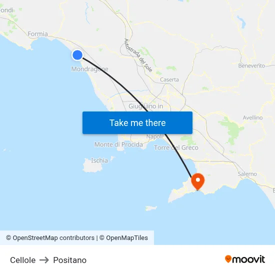 Cellole to Positano map