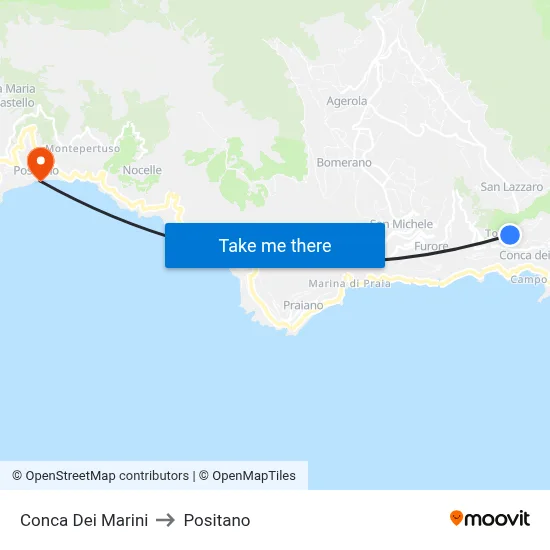 Conca Dei Marini to Positano map