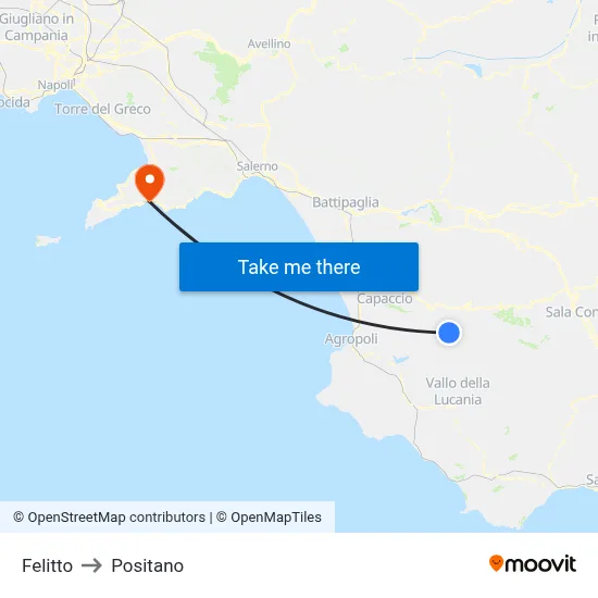 Felitto to Positano map