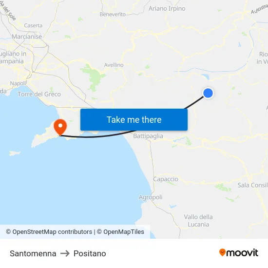 Santomenna to Positano map