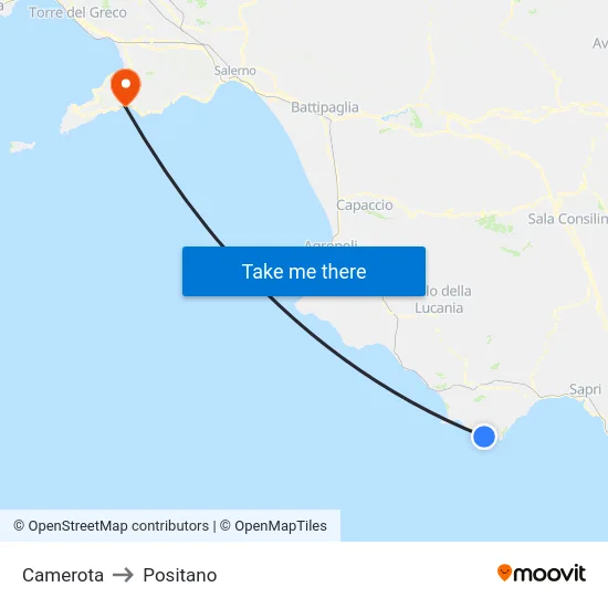 Camerota to Positano map