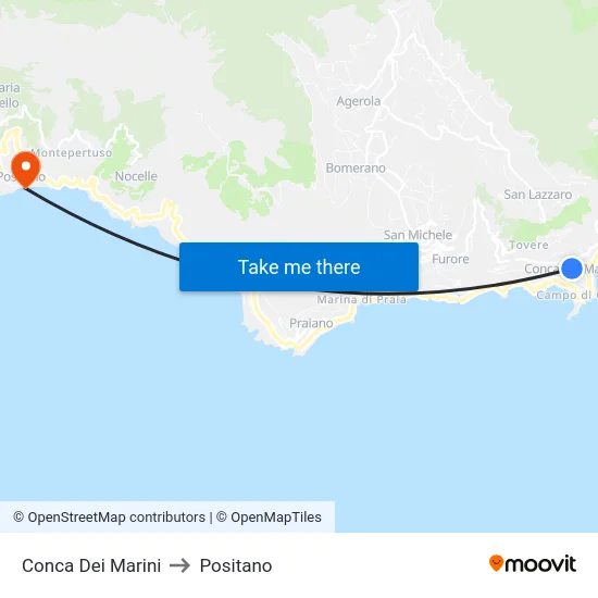 Conca Dei Marini to Positano map