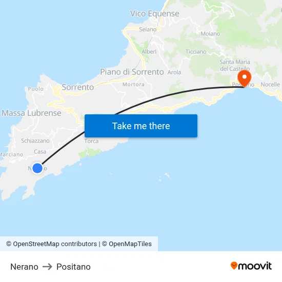 Nerano to Positano map