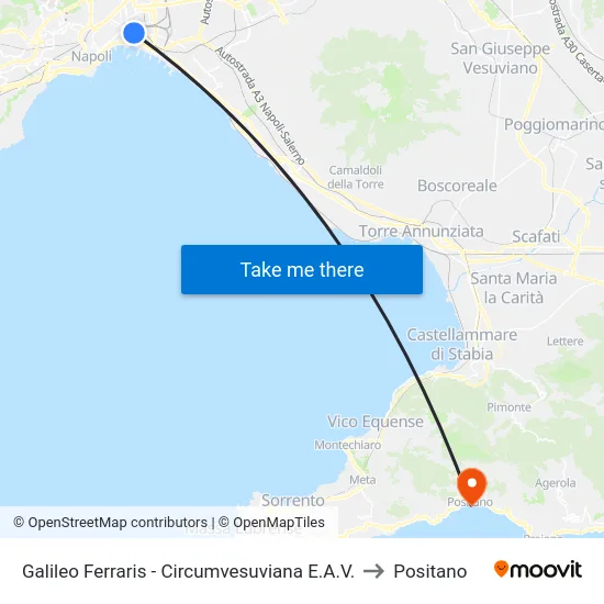 Galileo Ferraris - Circumvesuviana E.A.V. to Positano map