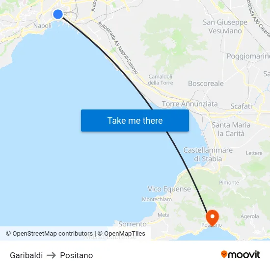 Garibaldi to Positano map