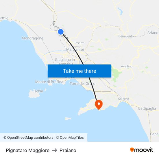 Pignataro Maggiore to Praiano map