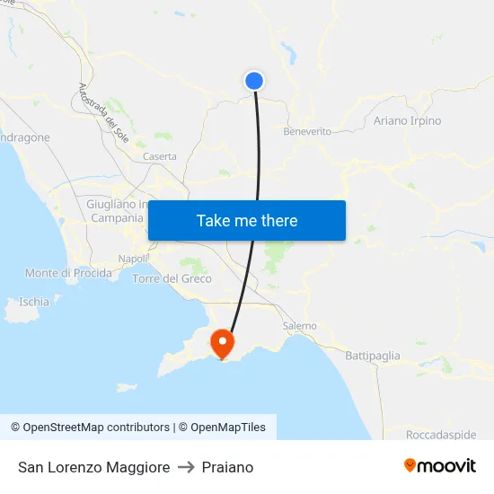 San Lorenzo Maggiore to Praiano map