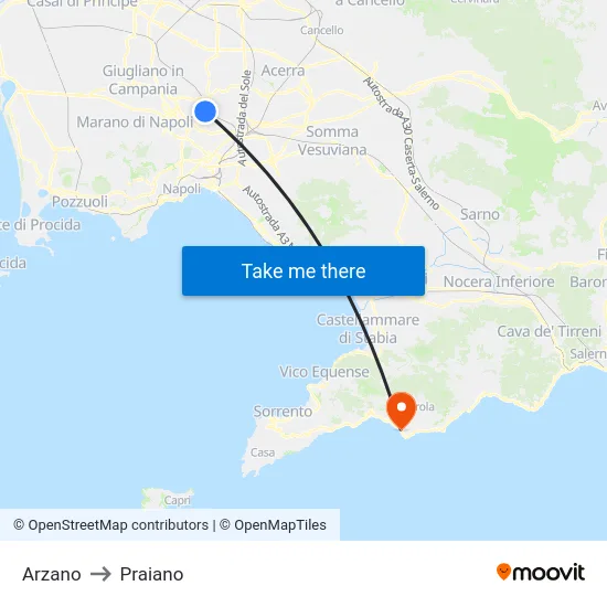 Arzano to Praiano map