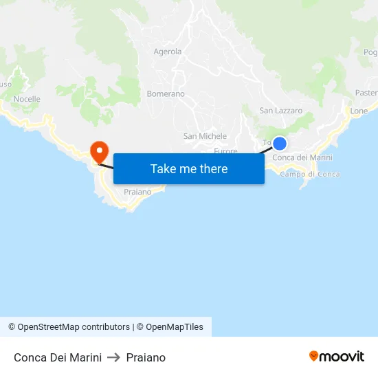 Conca Dei Marini to Praiano map