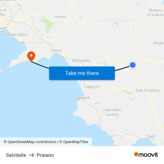 Salvitelle to Praiano map
