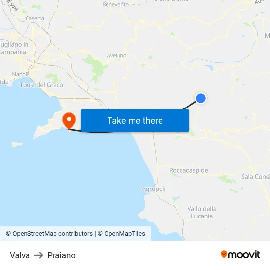 Valva to Praiano map