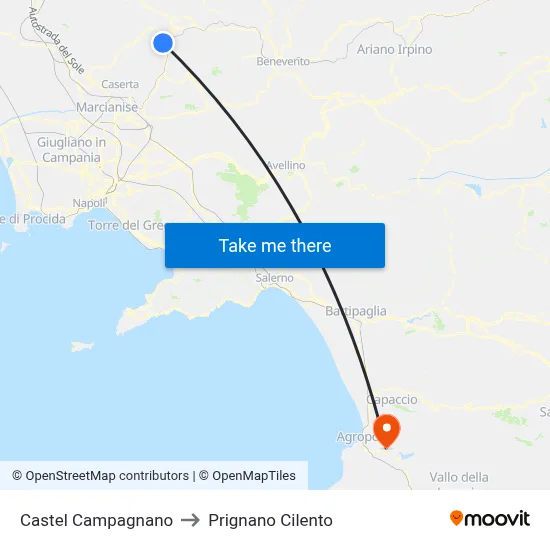 Castel Campagnano to Prignano Cilento map