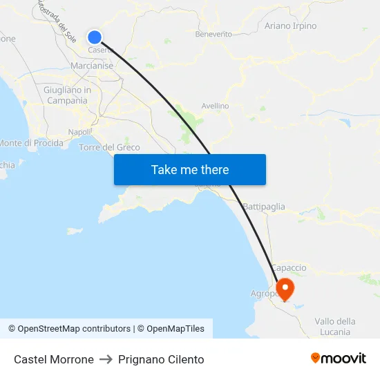 Castel Morrone to Prignano Cilento map