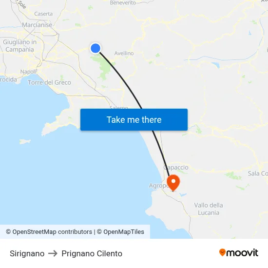 Sirignano to Prignano Cilento map