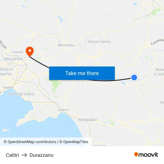 Calitri to Durazzano map