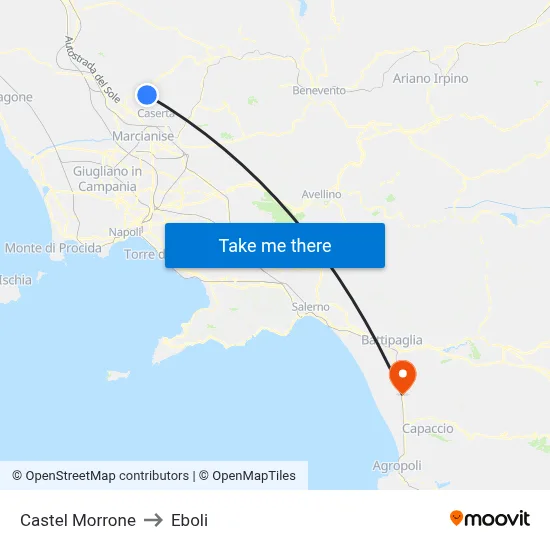 Castel Morrone to Eboli map