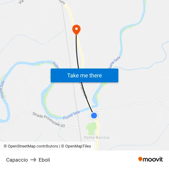 Capaccio to Eboli map