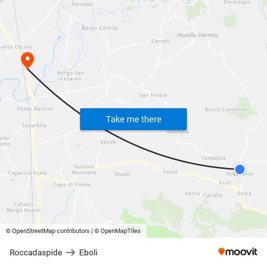 Roccadaspide to Eboli map