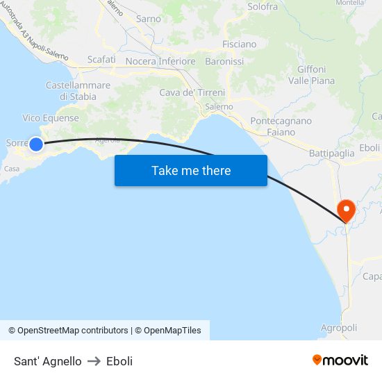 Sant' Agnello to Eboli map