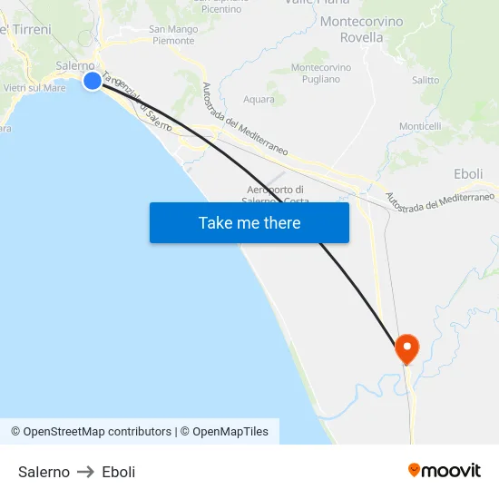 Salerno to Eboli map
