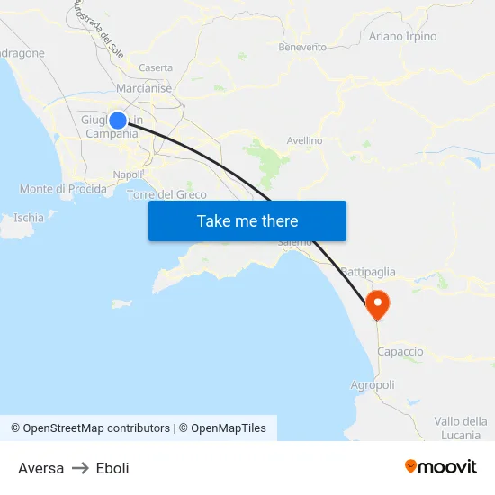 Aversa to Eboli map