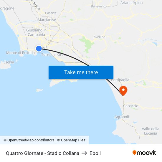 Quattro Giornate - Stadio Collana to Eboli map