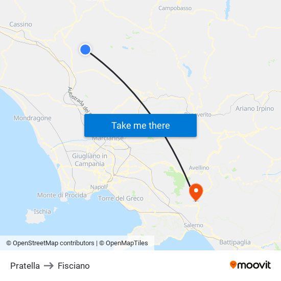 Pratella to Fisciano map