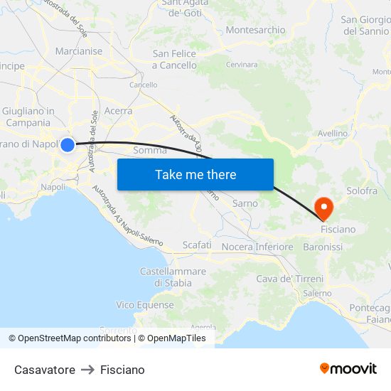 Casavatore to Fisciano map