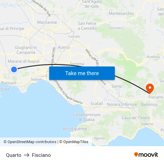 Quarto to Fisciano map