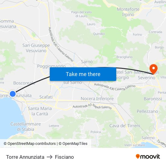 Torre Annunziata to Fisciano map