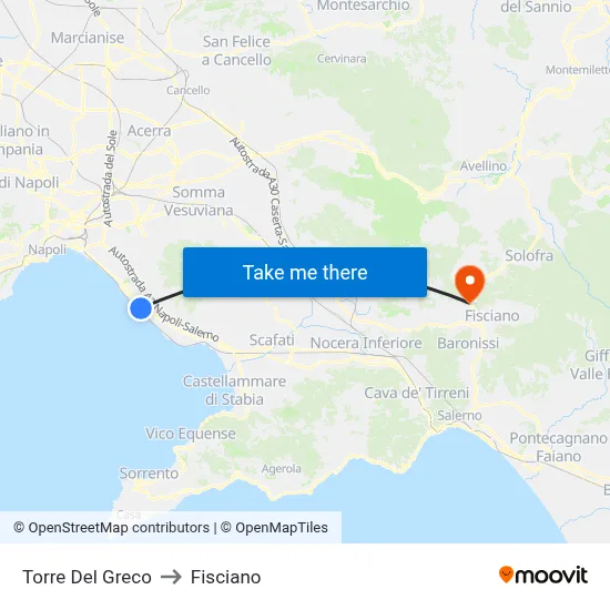 Torre Del Greco to Fisciano map