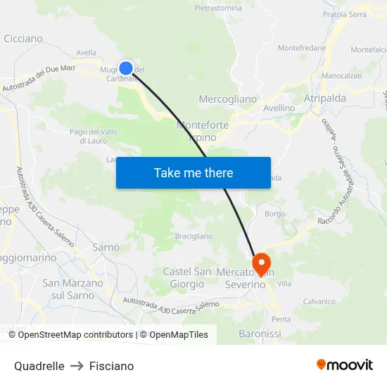 Quadrelle to Fisciano map