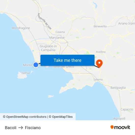 Bacoli to Fisciano map