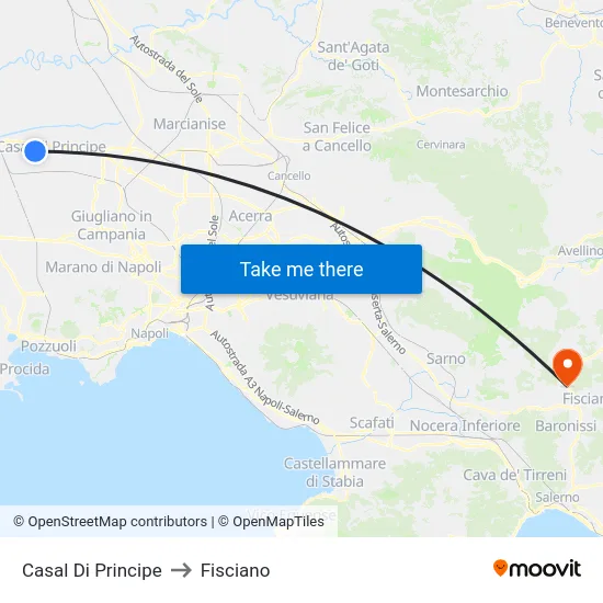 Casal Di Principe to Fisciano map