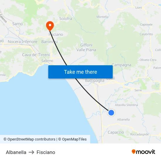 Albanella to Fisciano map