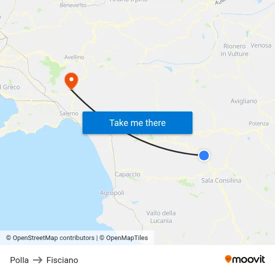 Polla to Fisciano map