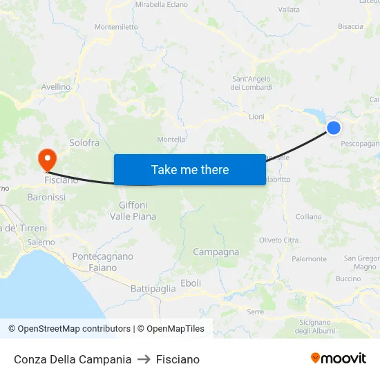 Conza Della Campania to Fisciano map